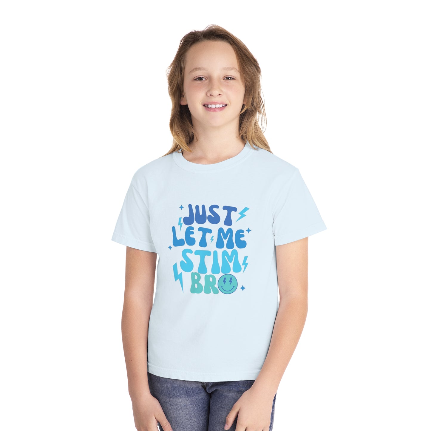 Just Let Me Stim - Autism Acceptance T-shirt - Smiley Face Shirt for Boys or Girls