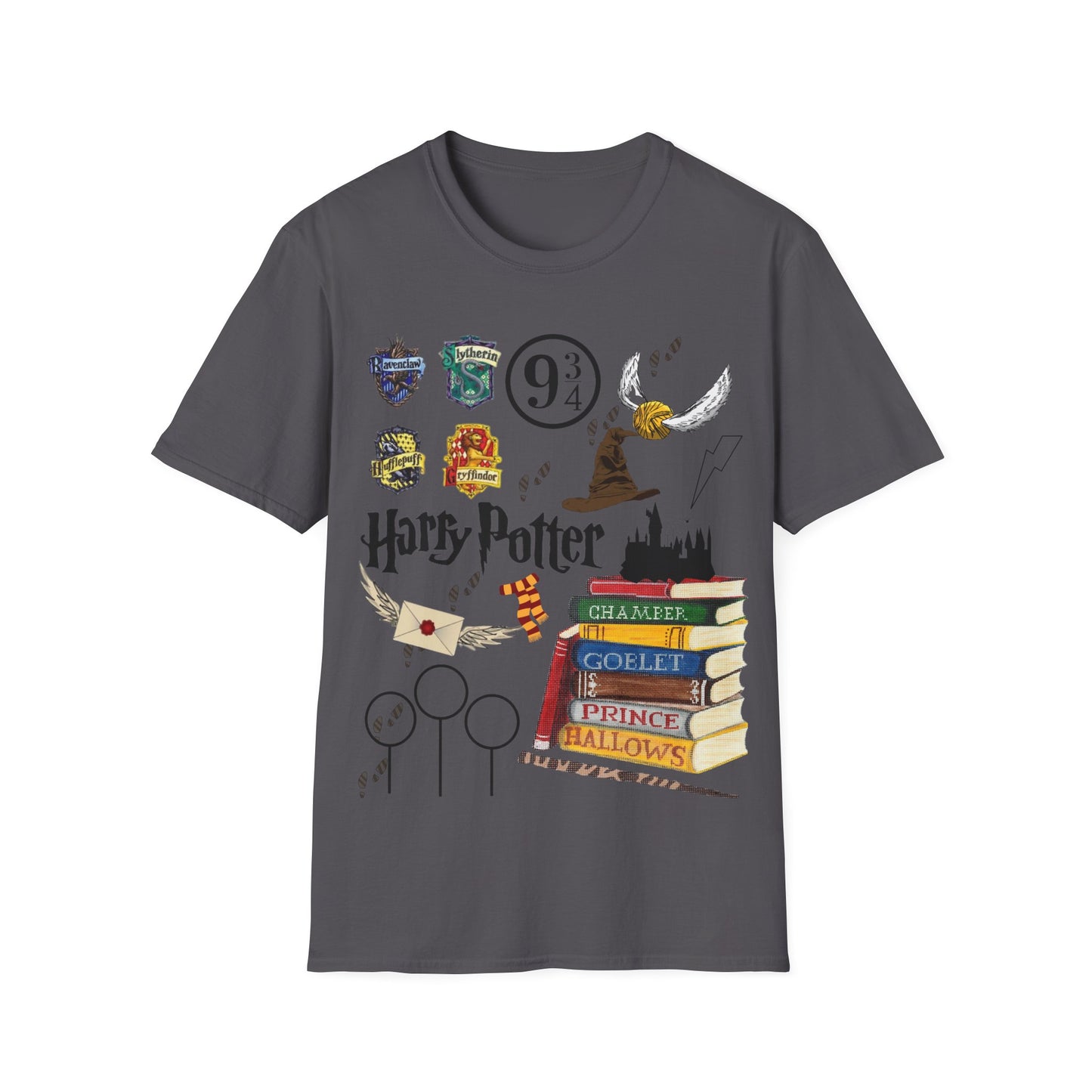 Harry Potter tshirt; mischief managed; Hogwarts; Potterhead; Gryffindor, Slytherin, Hufflepuff, Ravenclaw;