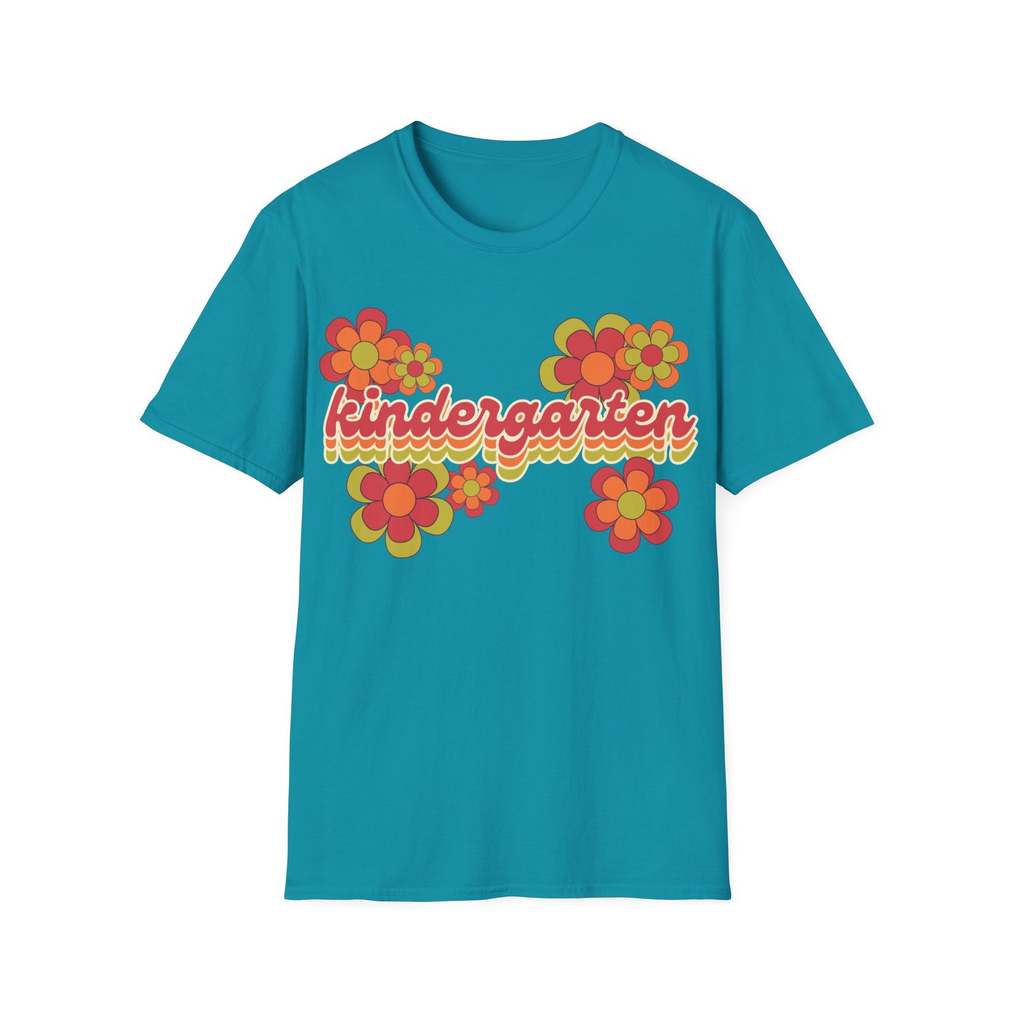 Kindergarten Teacher Tee - Colorful Retro Floral Grade Level T-Shirt - Teacher appreciation - Back to School Shirt