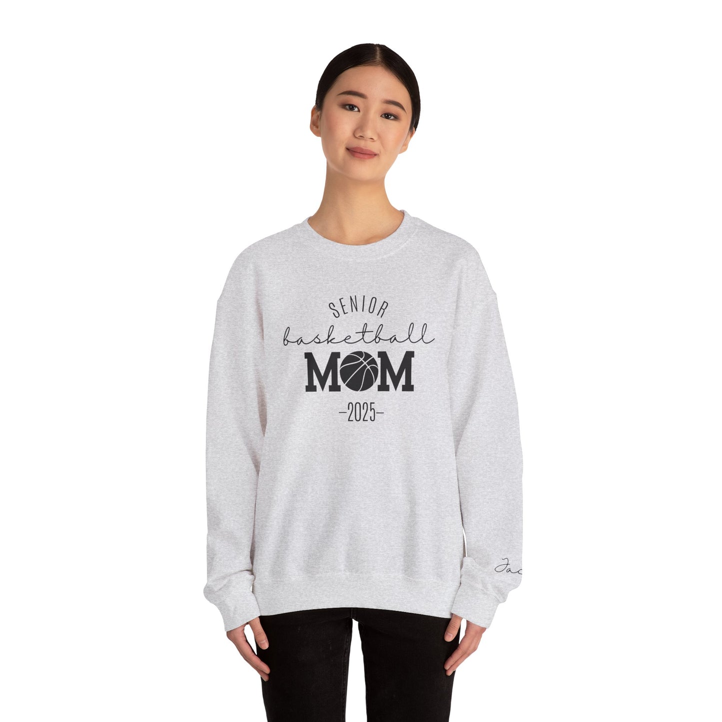 Basketball Mom Personalized Crewneck Sweatshirt for Senior Player, Team Mom Gift, Sports Mom Apparel, Customized Basketball Mom Sweatshirt