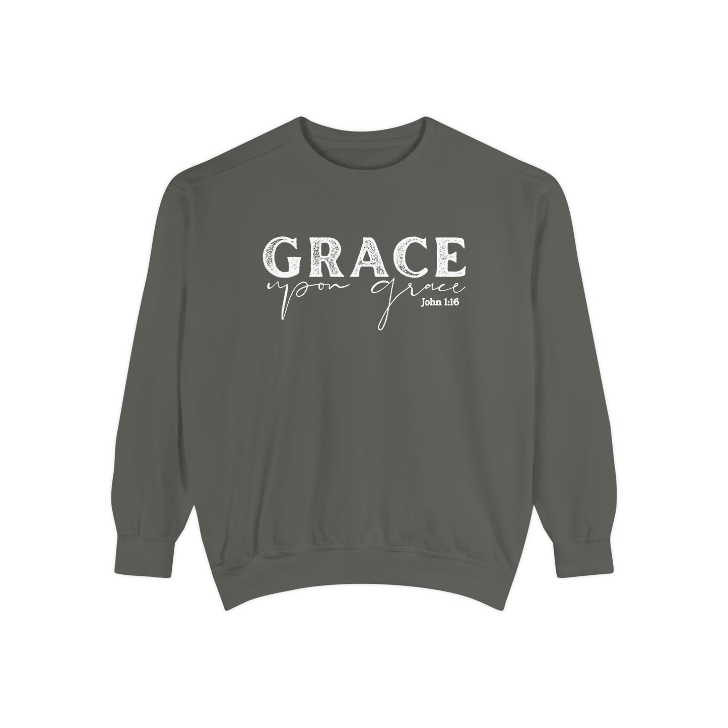 Grace Upon Grace Crewneck Sweatshirt - Crewneck Comfort Color Shirt - Bible Verse Shirt - Christian Women's Apparel