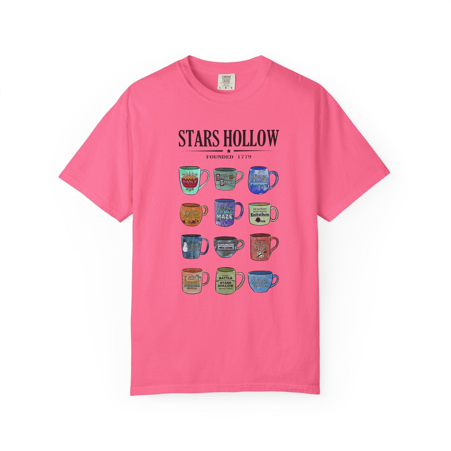 Gilmore Girls Inspired Stars Hollow Coffee Cup T-Shirt - Comfort Colors Tee - Cozy Fan Apparel