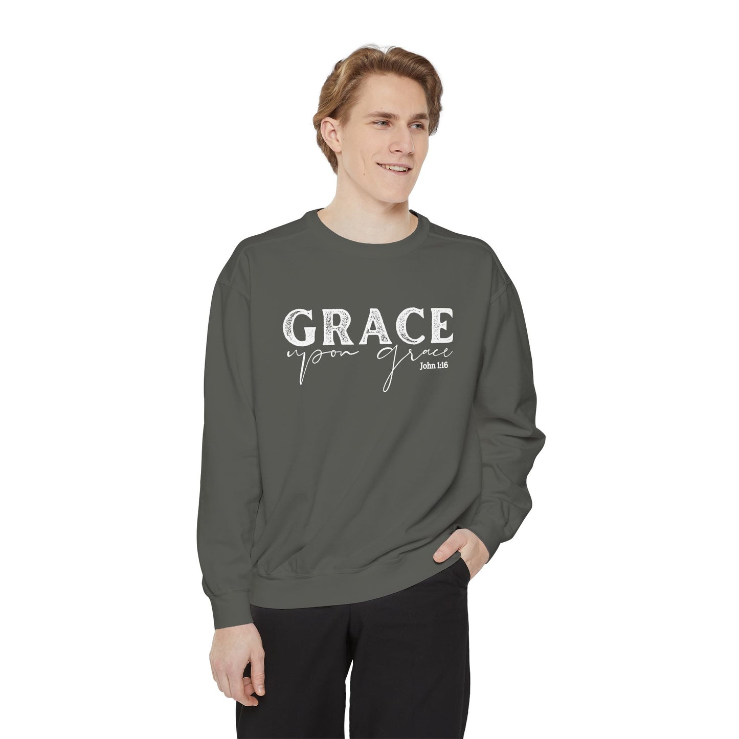 Grace Upon Grace Crewneck Sweatshirt - Crewneck Comfort Color Shirt - Bible Verse Shirt - Christian Women's Apparel