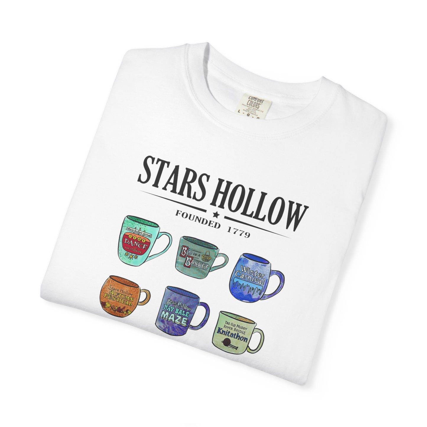 Gilmore Girls Inspired Stars Hollow Coffee Cup T-Shirt - Comfort Colors Tee - Cozy Fan Apparel