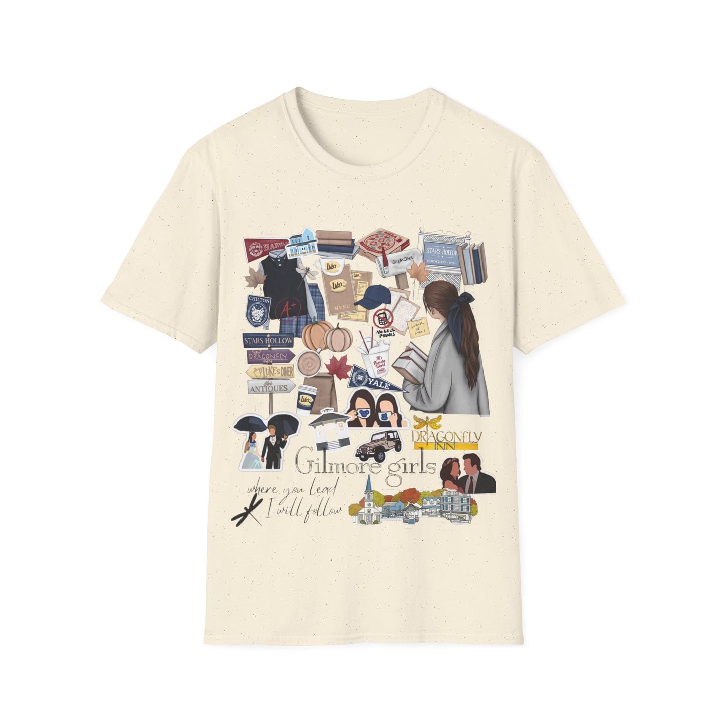 Gilmore Girls themed tshirt for women; Mother Daughter shirt; TV apparel; Fan club apparel; Dragonfly inn; Lukes Diner; Chilton; Yale