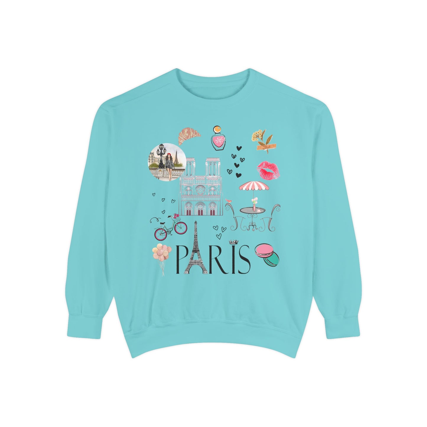 Paris Theme Women's Crewneck Comfort Color Sweatshirt - Women's Paris Sweatshirt - Emily in Paris Crewneck - Eiffel Tower Long Sleeve