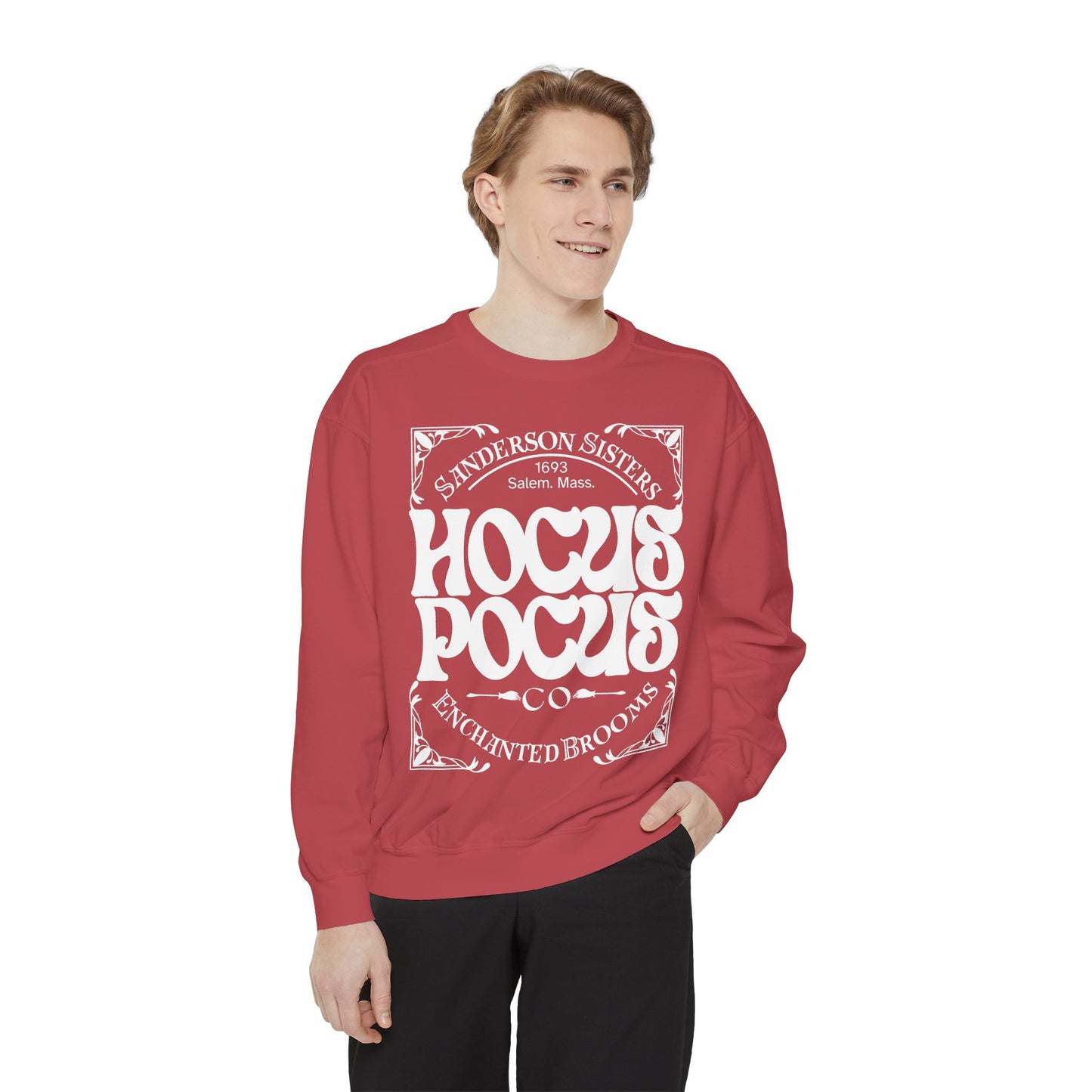 Hocus Pocus Theme Comfort Color Crewneck Sweatshirt - Halloween Sweatshirt - Enchanted Brooms Co - Sanderson Sisters Sweatshirt