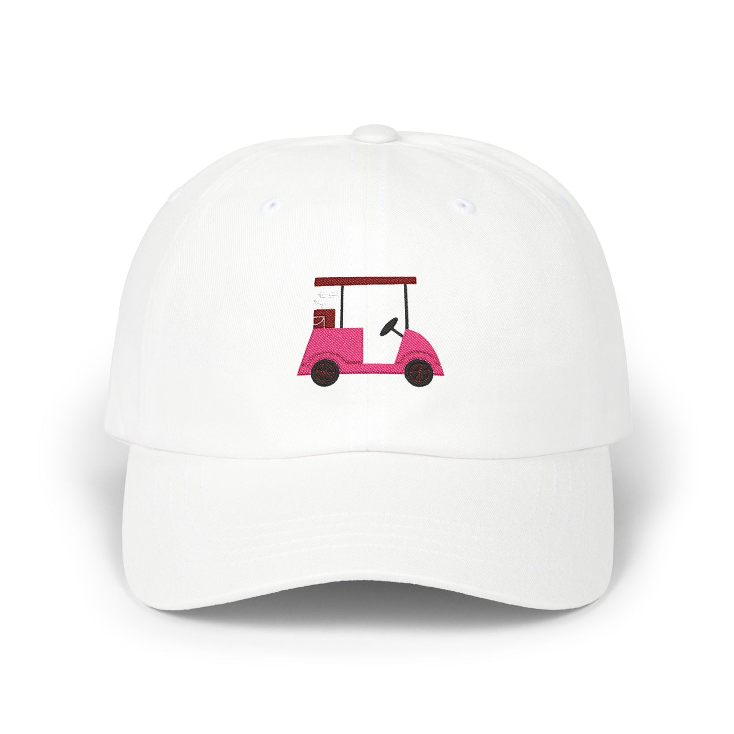 Embroidered Classic Dad Cap, Pink and Maroon Golf Cart Hat, Baseball Cap, Men Women Adjustable Cap, Golf Lover Gift, Cute Vintage Hat