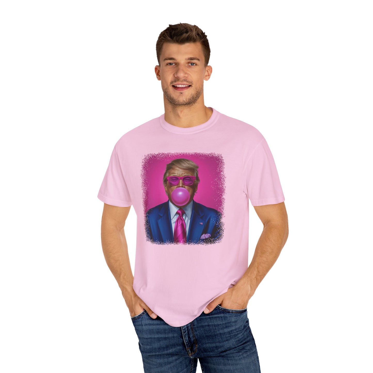 Bubblegum Bliss Comfort Tee - Cute Donald Trump Graphic - Womens Soft Comfort Color T-Shirt - MAGA