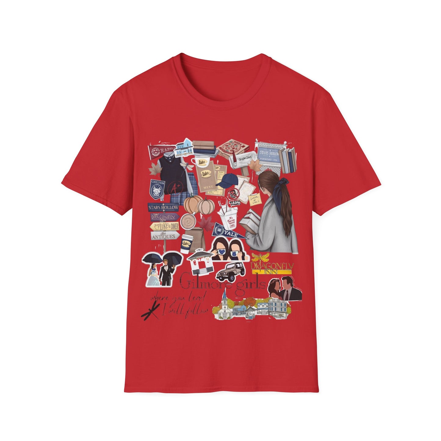 Gilmore Girls themed tshirt for women; Mother Daughter shirt; TV apparel; Fan club apparel; Dragonfly inn; Lukes Diner; Chilton; Yale