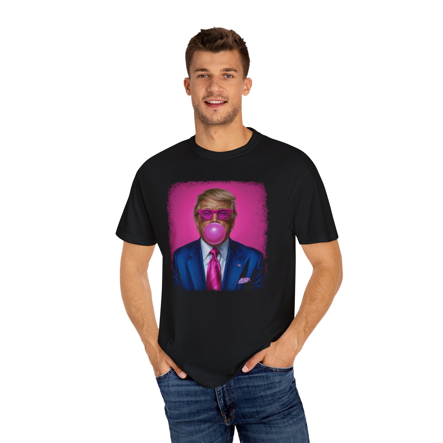 Bubblegum Bliss Comfort Tee - Cute Donald Trump Graphic - Womens Soft Comfort Color T-Shirt - MAGA