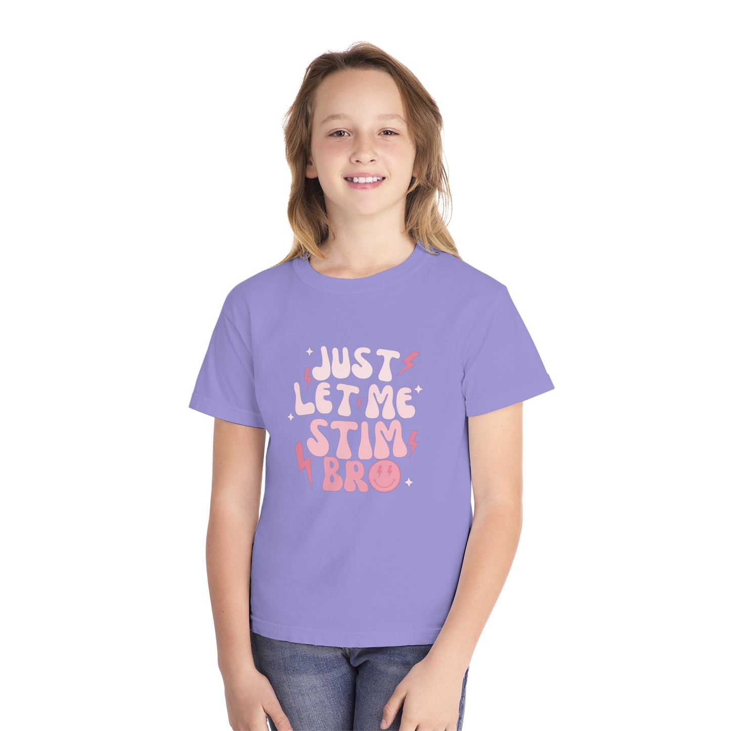 Just Let Me Stim - Autism Acceptance T-shirt - Smiley Face Shirt for Boys or Girls