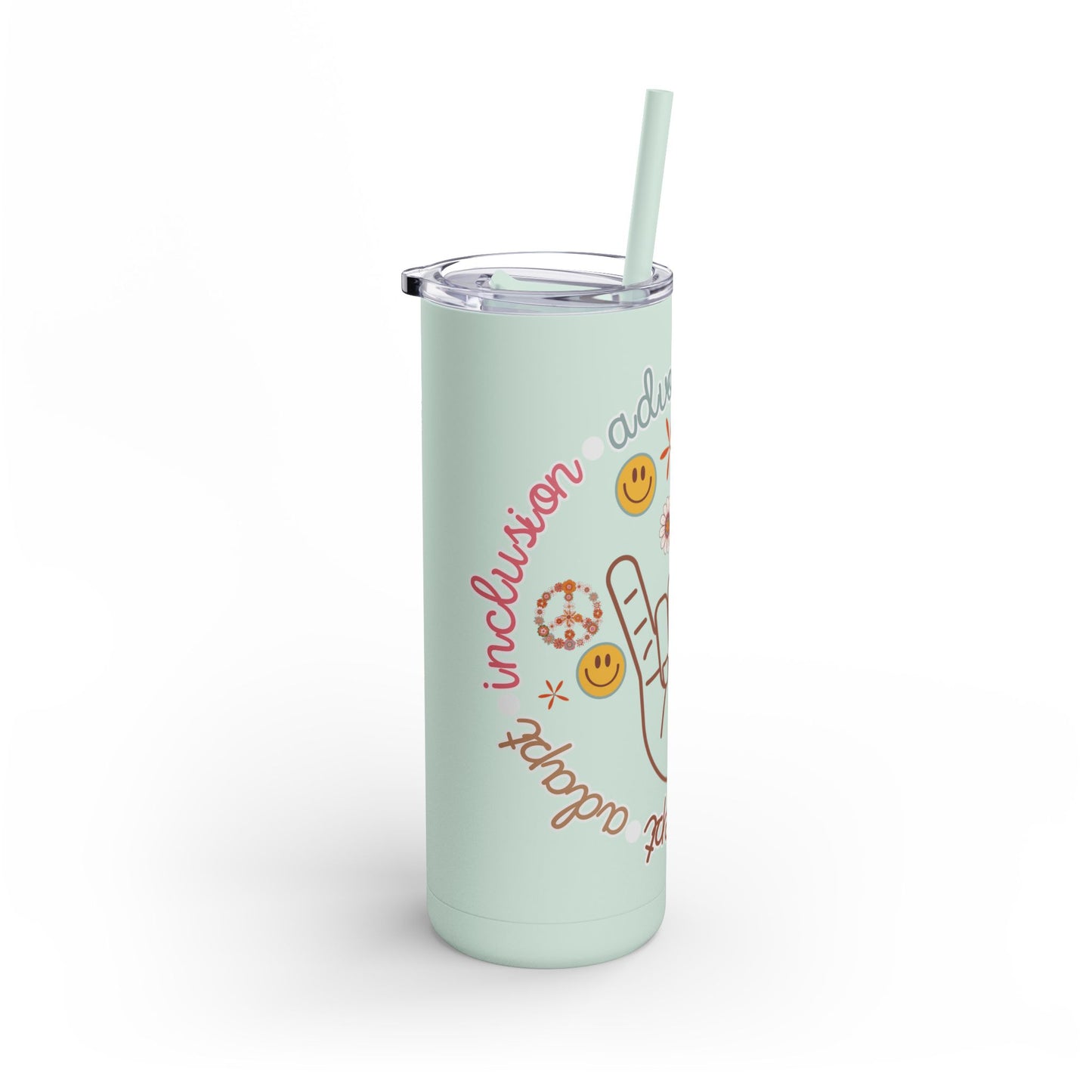 Autism Acceptance Advocate Skinny Matte Tumbler, 20oz- Special Education Teacher Tumbler with Straw