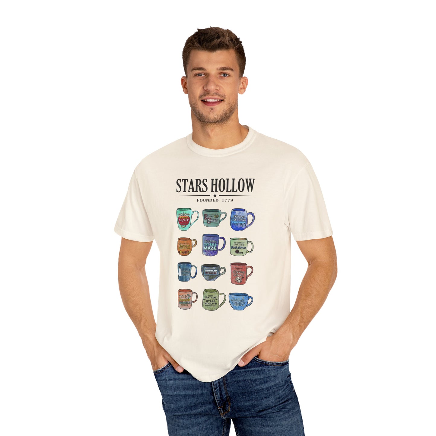 Gilmore Girls Inspired Stars Hollow Coffee Cup T-Shirt - Comfort Colors Tee - Cozy Fan Apparel