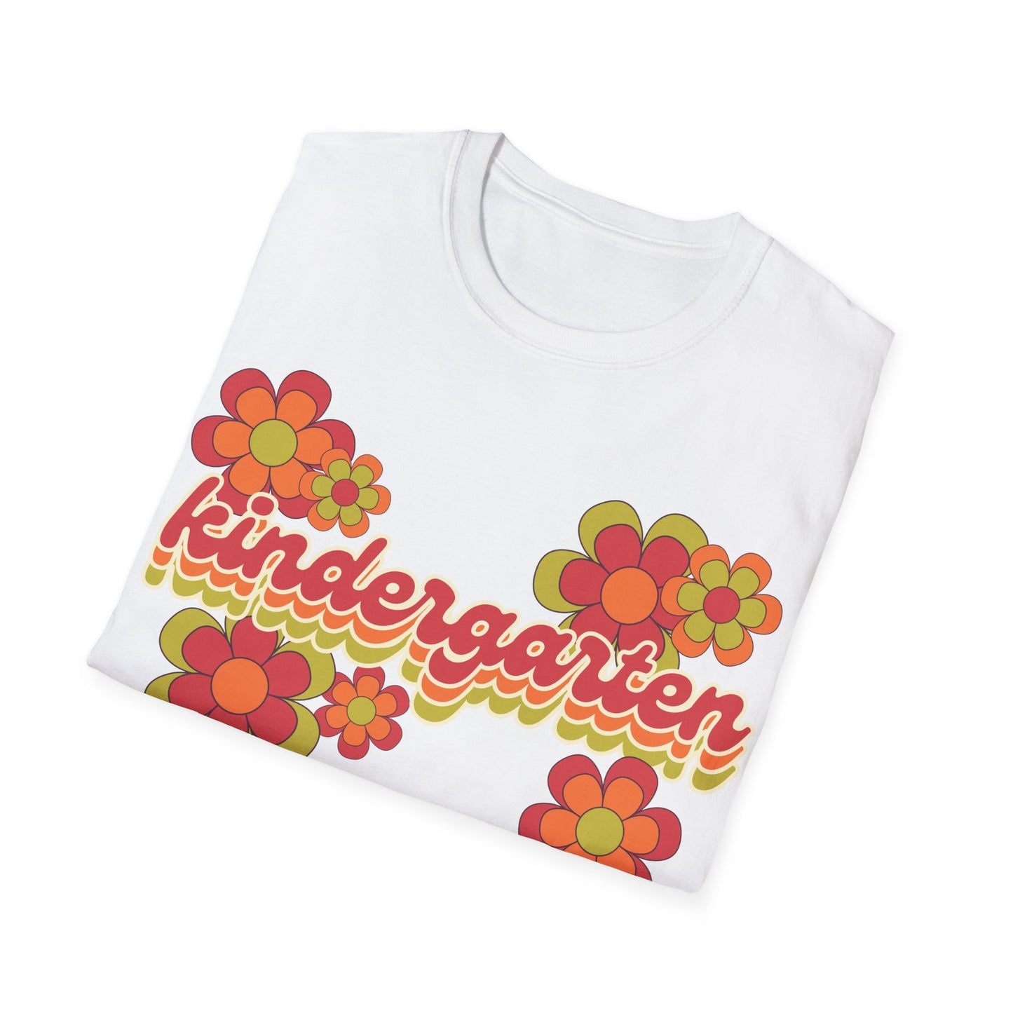 Kindergarten Teacher Tee - Colorful Retro Floral Grade Level T-Shirt - Teacher appreciation - Back to School Shirt