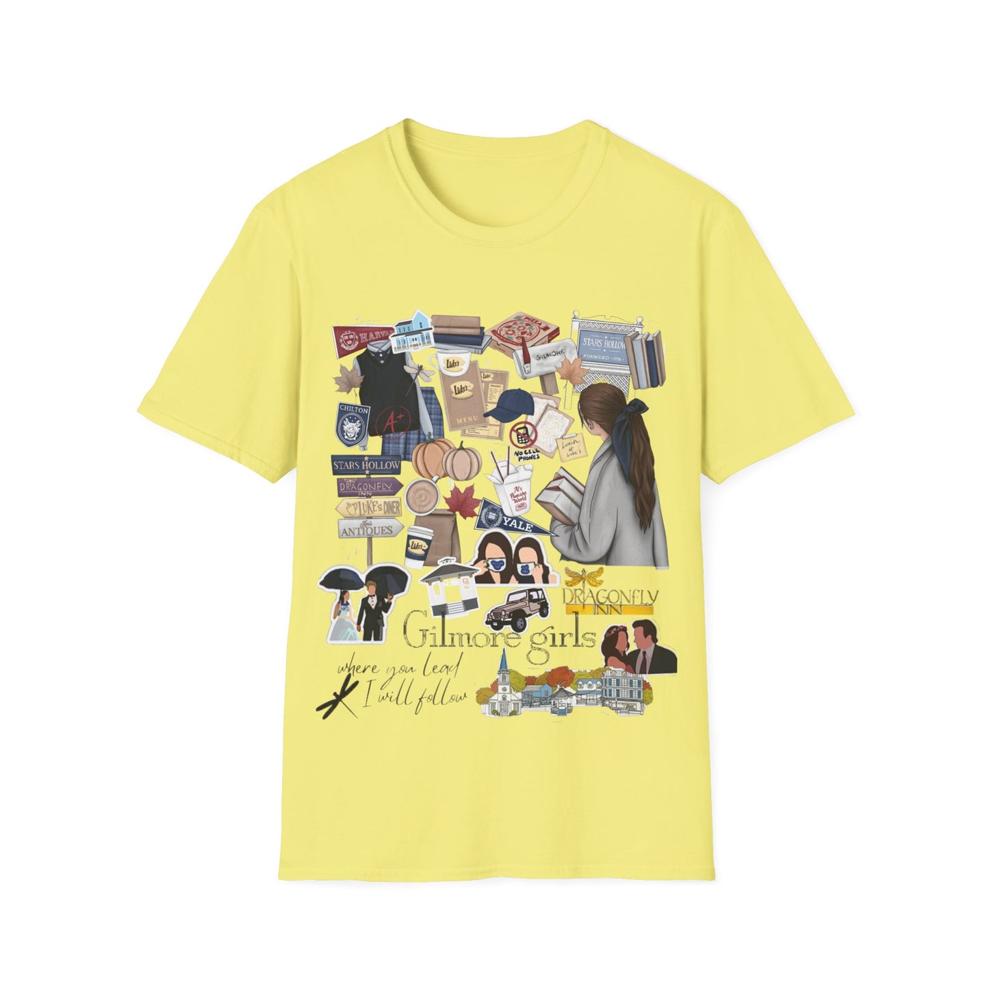 Gilmore Girls themed tshirt for women; Mother Daughter shirt; TV apparel; Fan club apparel; Dragonfly inn; Lukes Diner; Chilton; Yale