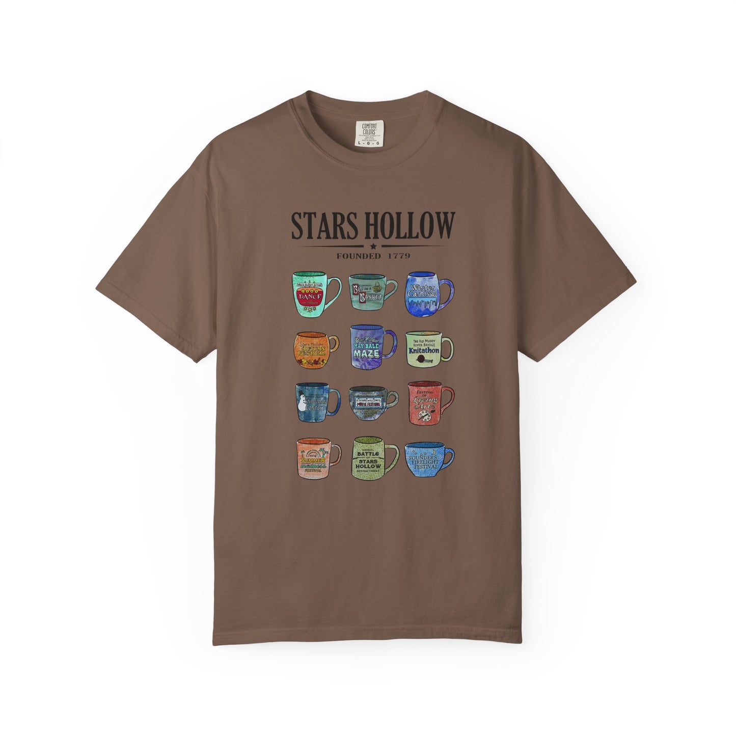 Gilmore Girls Inspired Stars Hollow Coffee Cup T-Shirt - Comfort Colors Tee - Cozy Fan Apparel