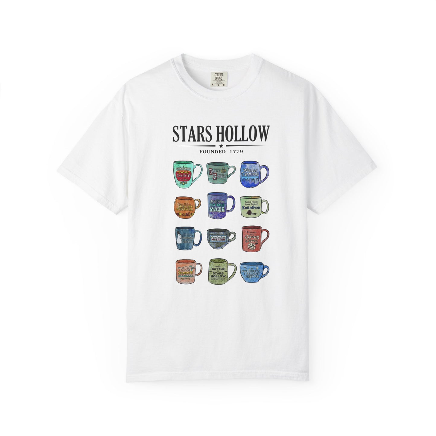 Gilmore Girls Inspired Stars Hollow Coffee Cup T-Shirt - Comfort Colors Tee - Cozy Fan Apparel