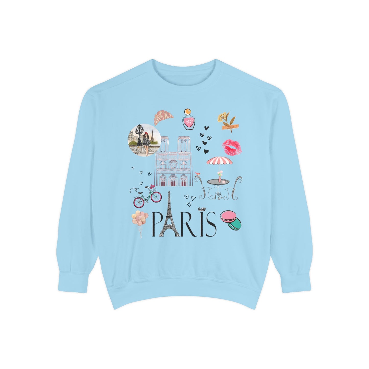 Paris Theme Women's Crewneck Comfort Color Sweatshirt - Women's Paris Sweatshirt - Emily in Paris Crewneck - Eiffel Tower Long Sleeve