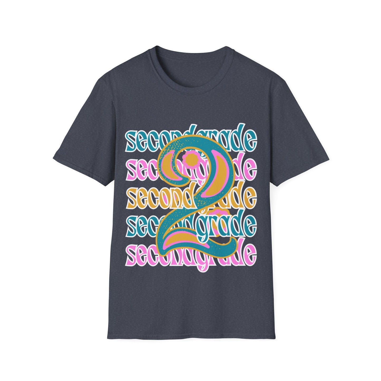 Second Grade Teacher T-Shirt - Retro Design - Colorful Teacher Tee - Grade 2 - Teacher gifts - Grade Level Tees -