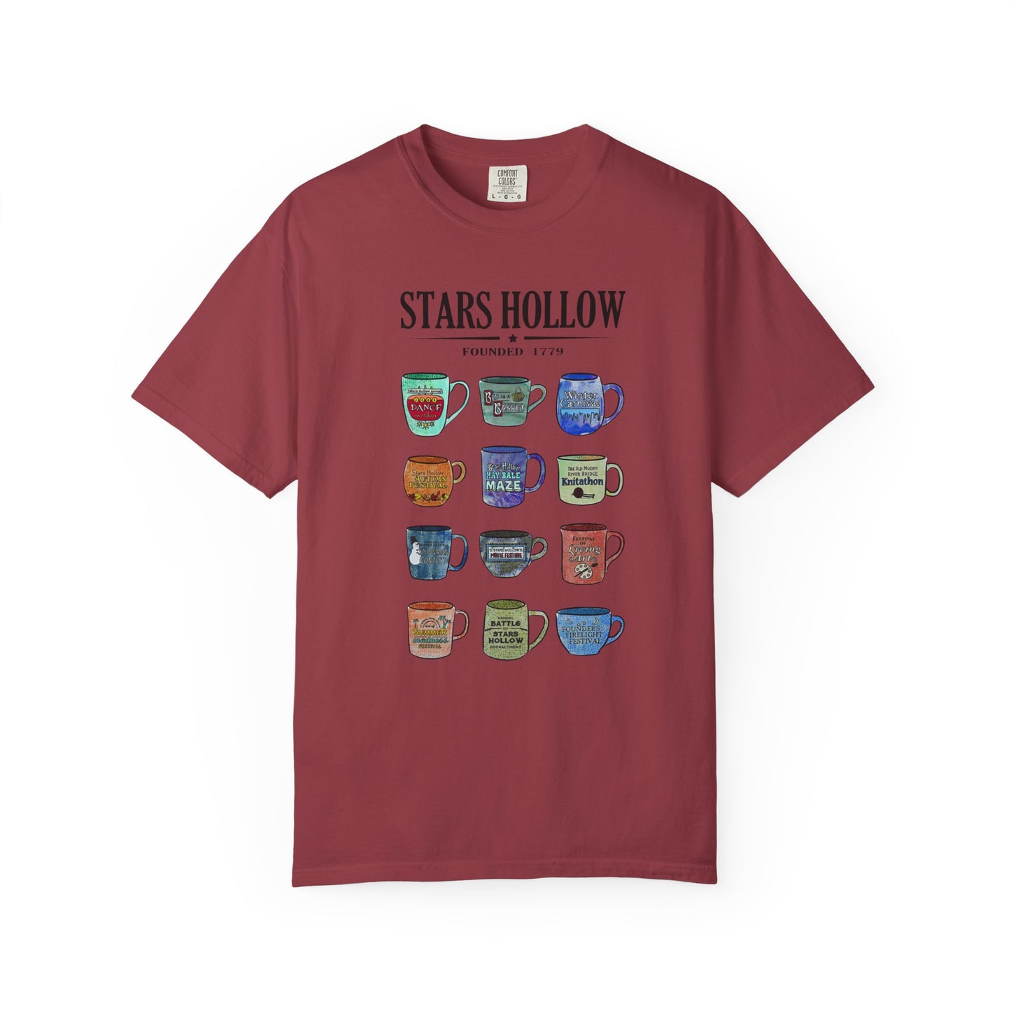 Gilmore Girls Inspired Stars Hollow Coffee Cup T-Shirt - Comfort Colors Tee - Cozy Fan Apparel