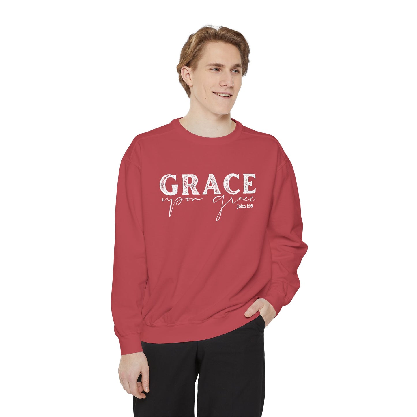 Grace Upon Grace Crewneck Sweatshirt - Crewneck Comfort Color Shirt - Bible Verse Shirt - Christian Women's Apparel