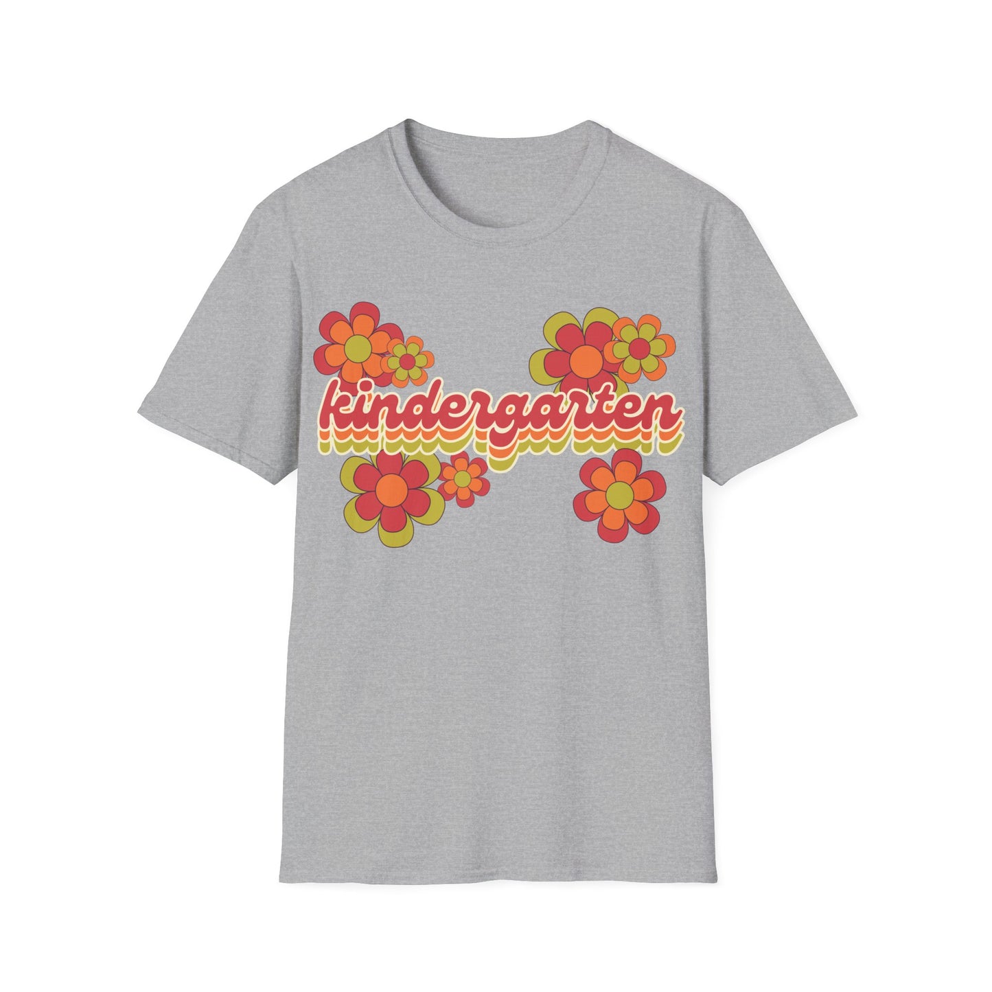 Kindergarten Teacher Tee - Colorful Retro Floral Grade Level T-Shirt - Teacher appreciation - Back to School Shirt