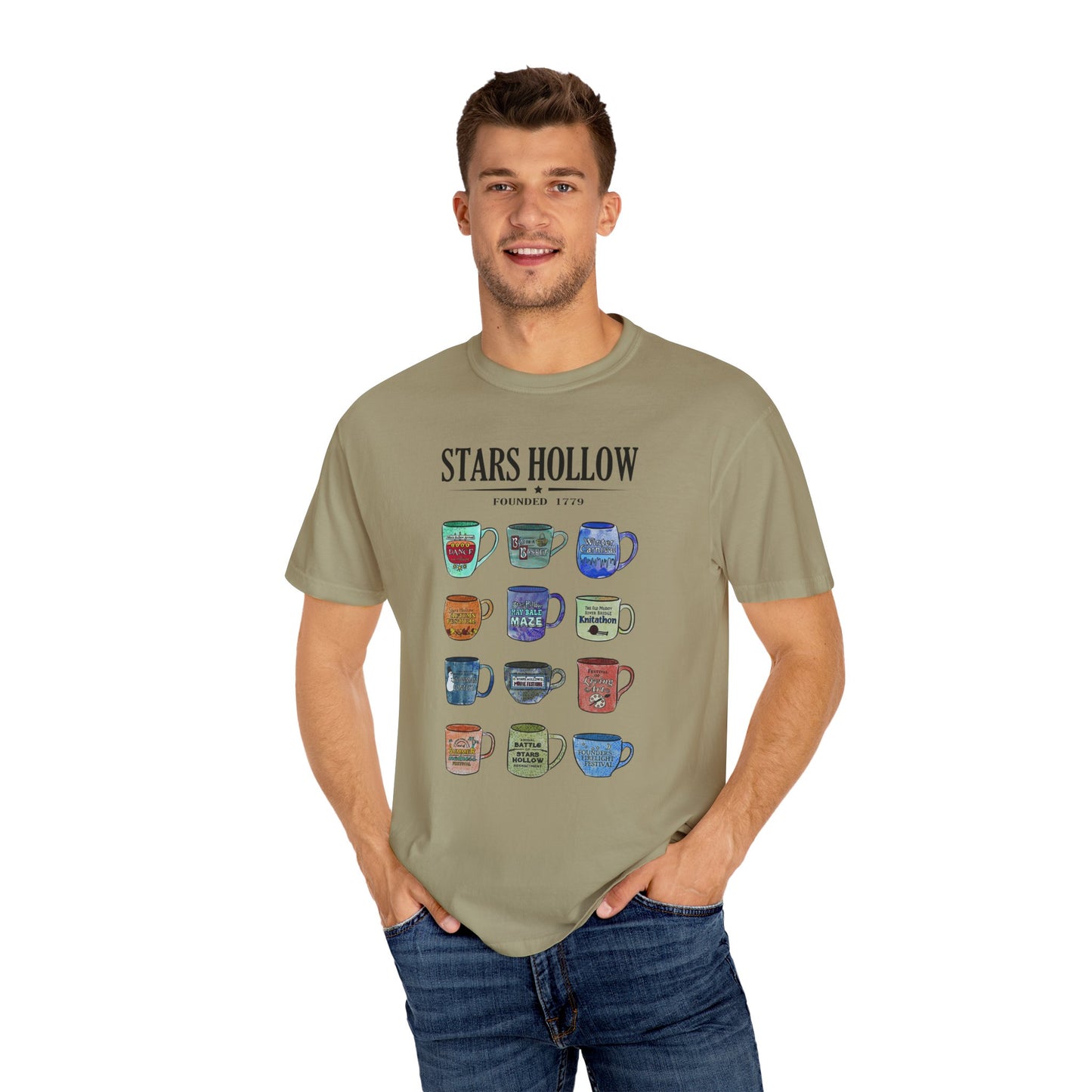 Gilmore Girls Inspired Stars Hollow Coffee Cup T-Shirt - Comfort Colors Tee - Cozy Fan Apparel