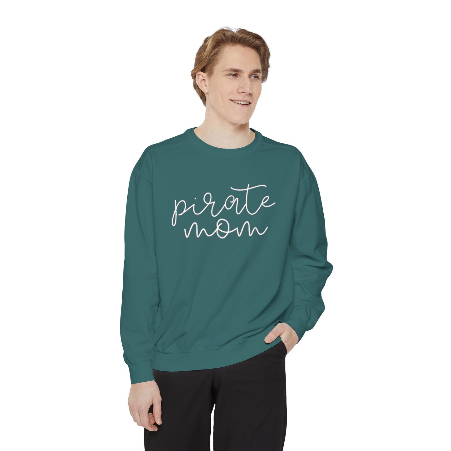 Pirate Mom Comfort Color Sweatshirt - Pirate Theme Shirt - Mom Shirt - Women's Mascot Crewneck