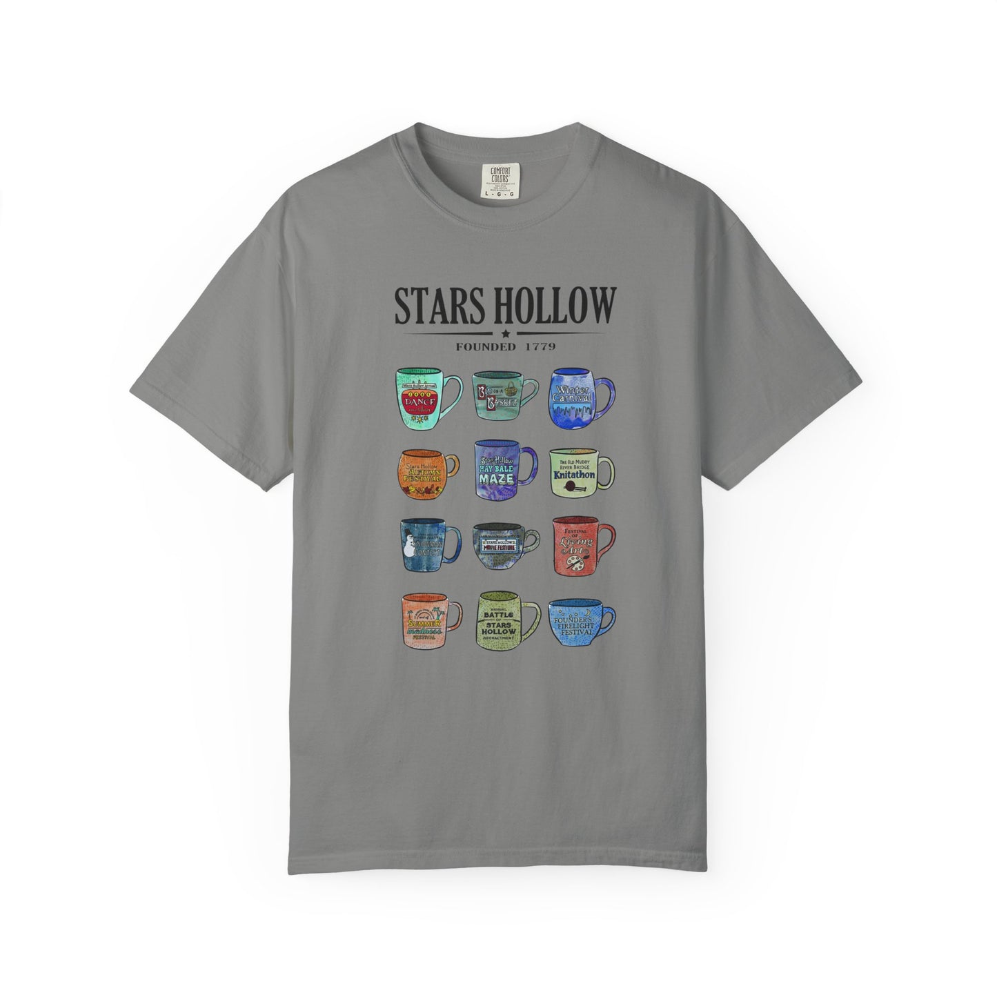 Gilmore Girls Inspired Stars Hollow Coffee Cup T-Shirt - Comfort Colors Tee - Cozy Fan Apparel