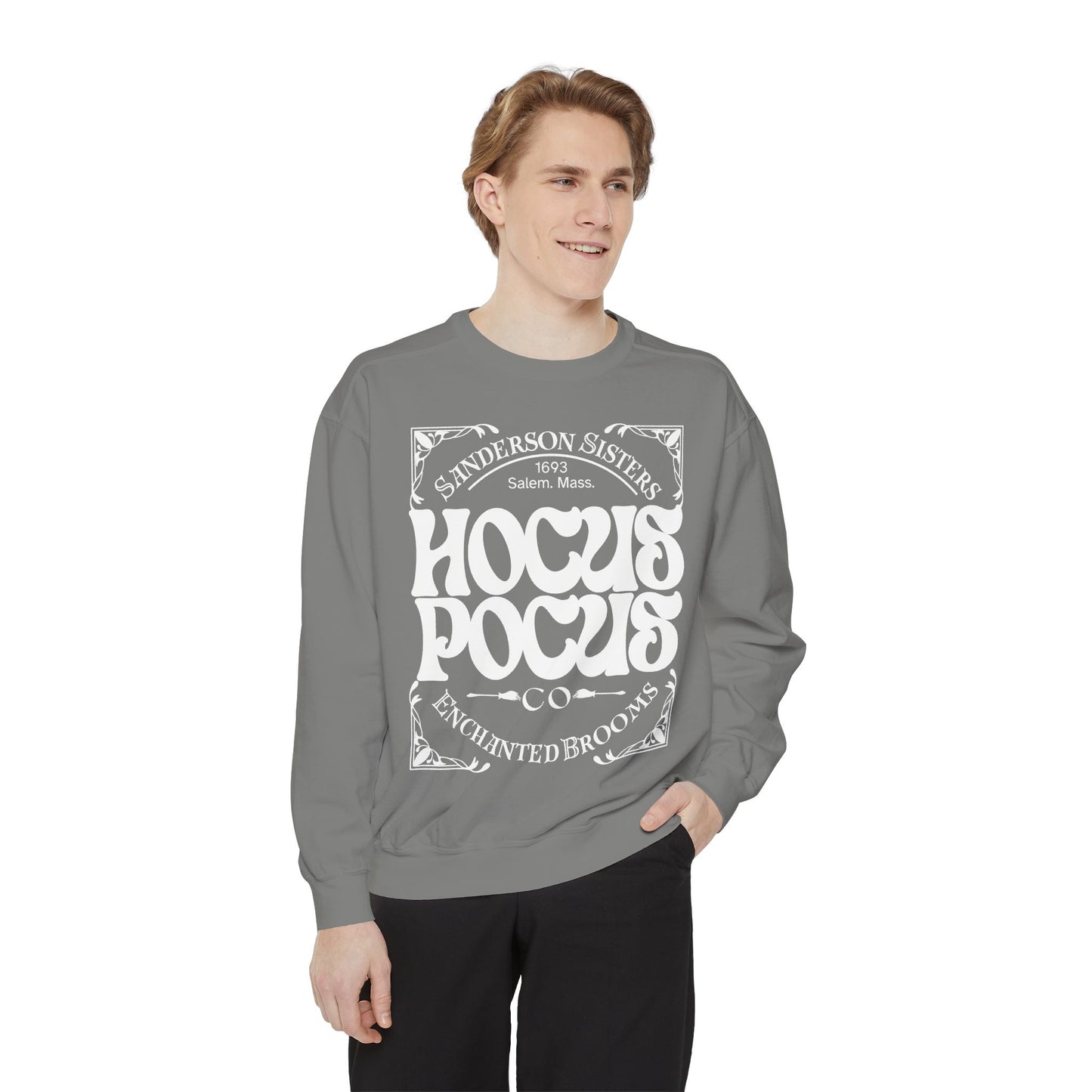 Hocus Pocus Theme Comfort Color Crewneck Sweatshirt - Halloween Sweatshirt - Enchanted Brooms Co - Sanderson Sisters Sweatshirt