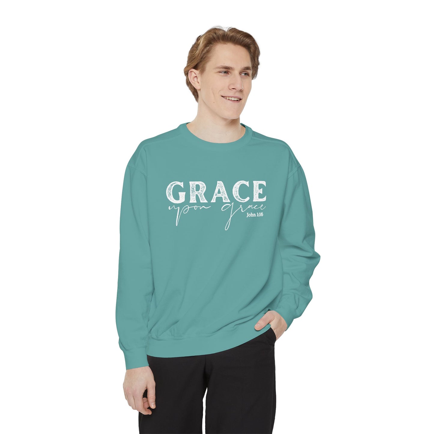Grace Upon Grace Crewneck Sweatshirt - Crewneck Comfort Color Shirt - Bible Verse Shirt - Christian Women's Apparel