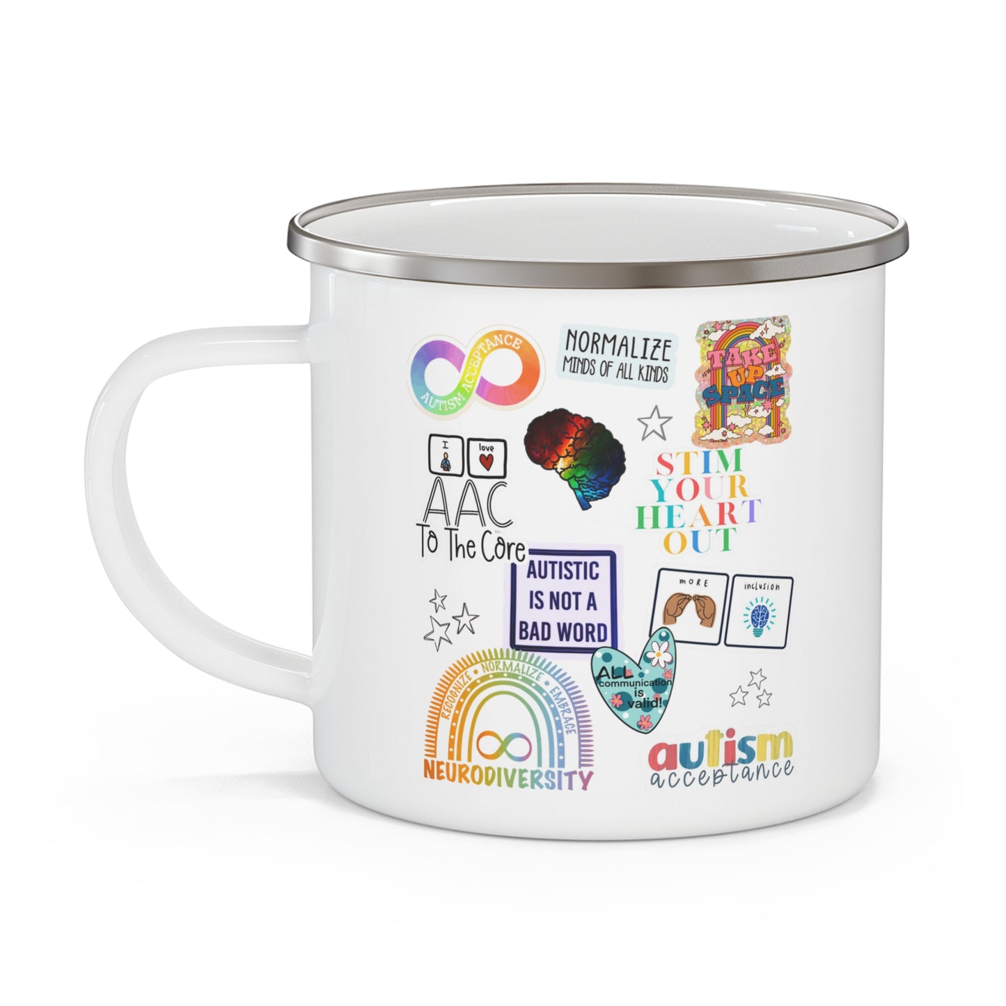 Autism Acceptance Enamel Mug - Colorful Normalize Minds of All Kinds - Autism Awareness - Advocacy - Infinity sign -