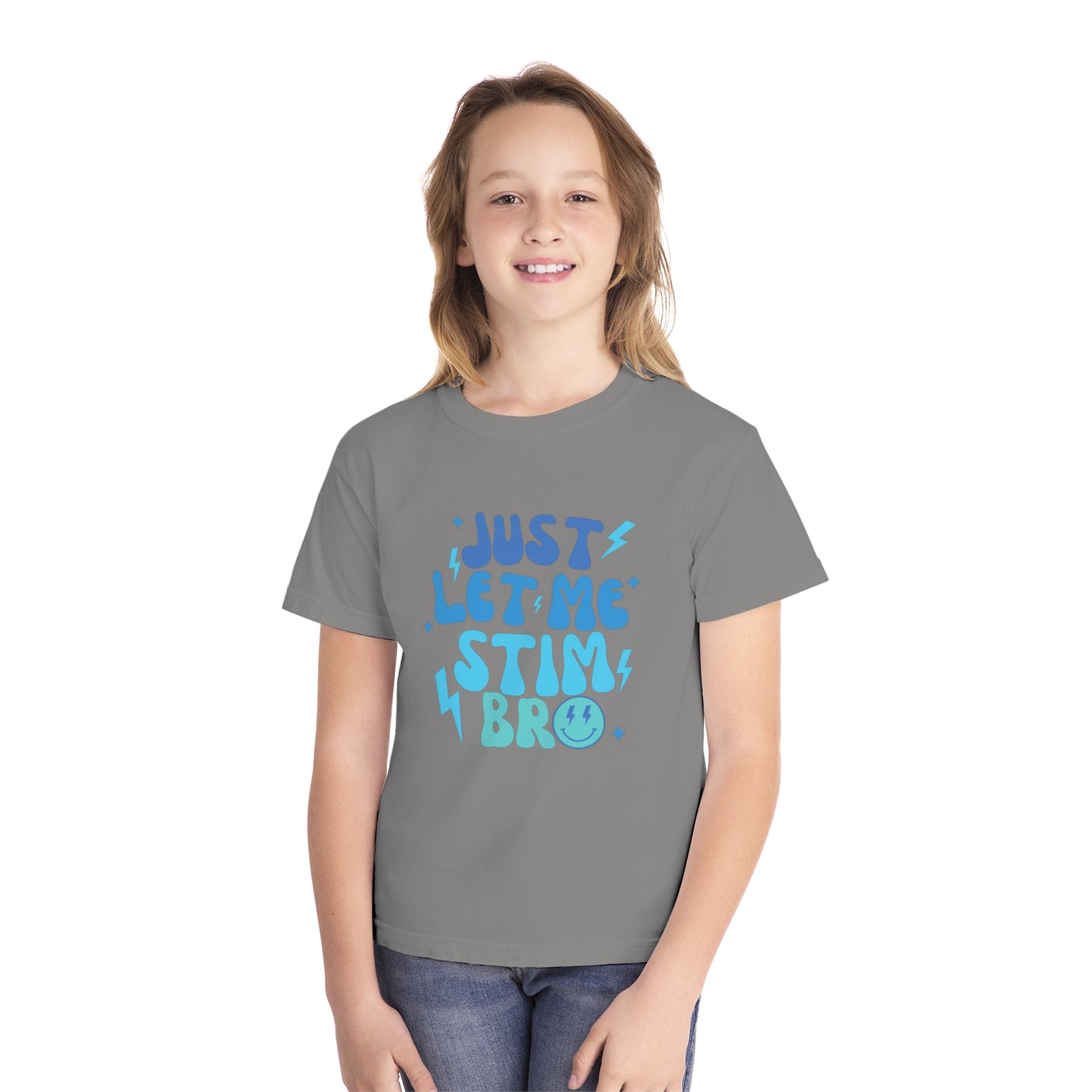Just Let Me Stim - Autism Acceptance T-shirt - Smiley Face Shirt for Boys or Girls