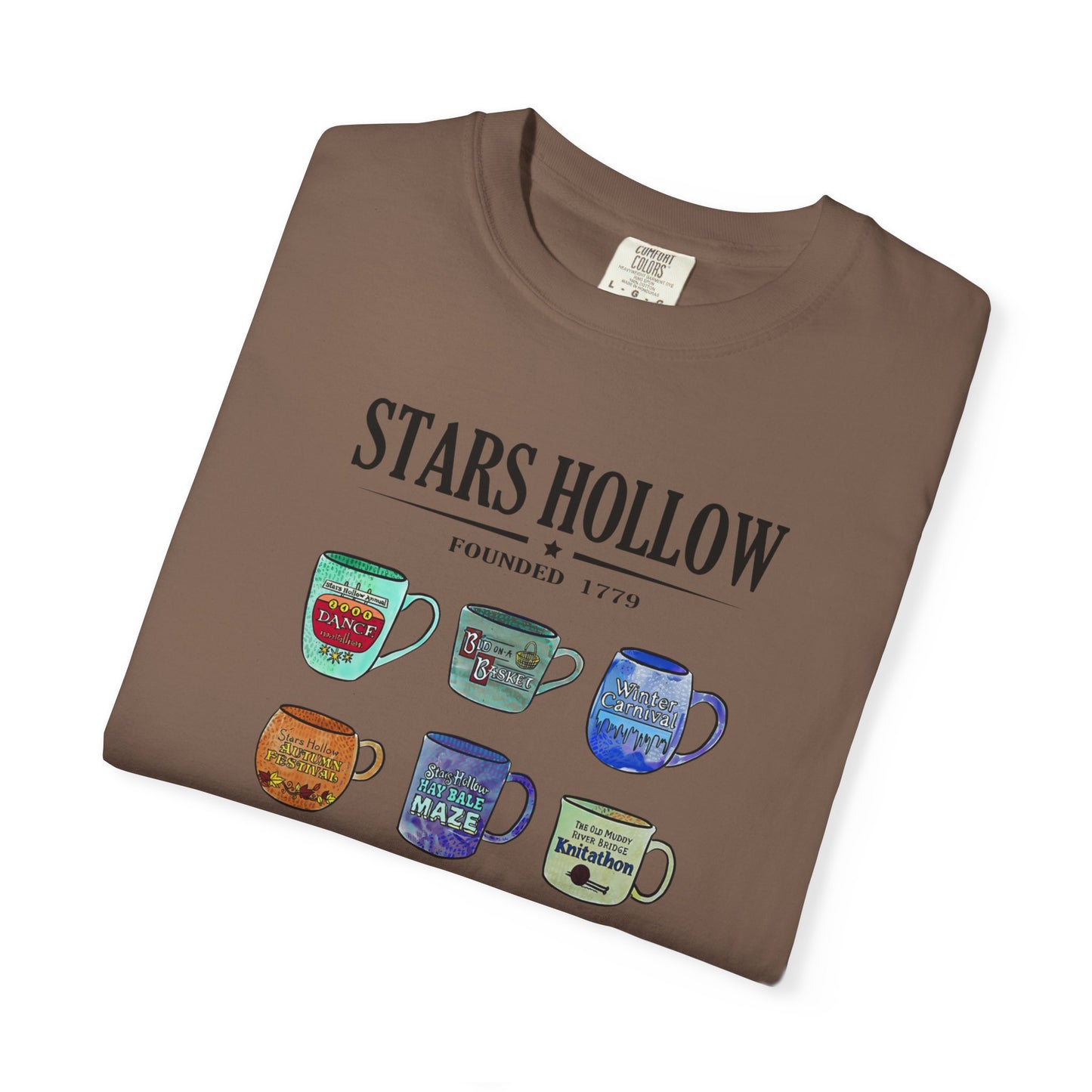 Gilmore Girls Inspired Stars Hollow Coffee Cup T-Shirt - Comfort Colors Tee - Cozy Fan Apparel