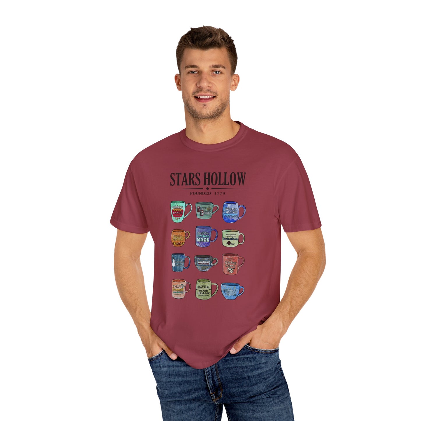 Gilmore Girls Inspired Stars Hollow Coffee Cup T-Shirt - Comfort Colors Tee - Cozy Fan Apparel