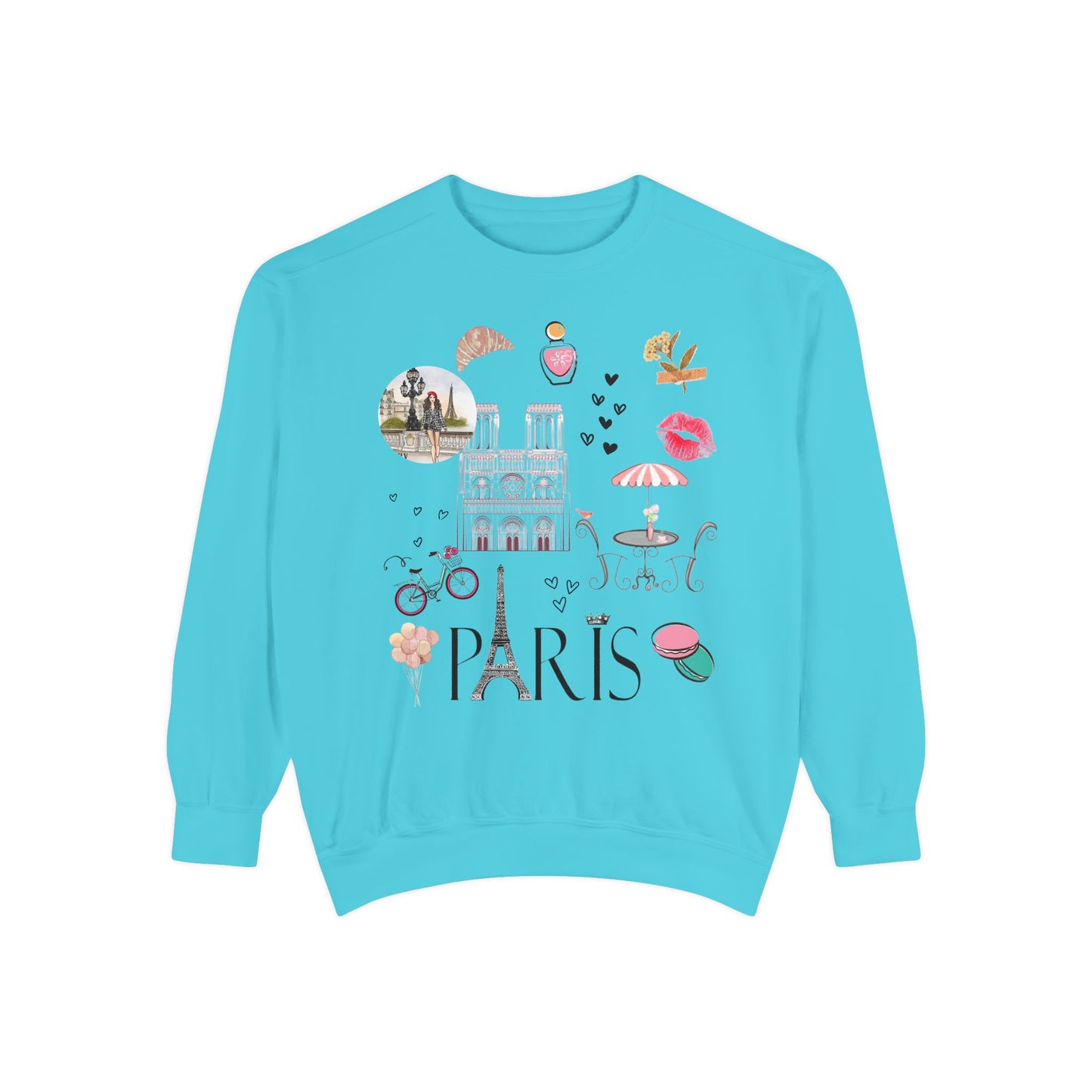 Paris Theme Women's Crewneck Comfort Color Sweatshirt - Women's Paris Sweatshirt - Emily in Paris Crewneck - Eiffel Tower Long Sleeve
