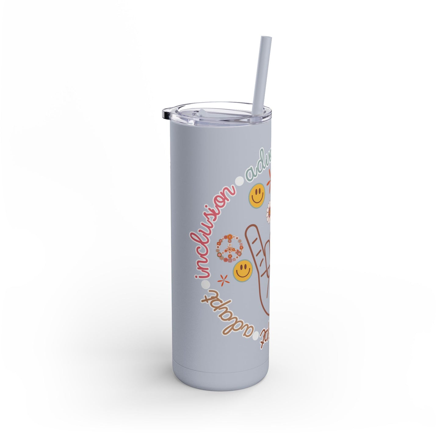 Autism Acceptance Advocate Skinny Matte Tumbler, 20oz- Special Education Teacher Tumbler with Straw