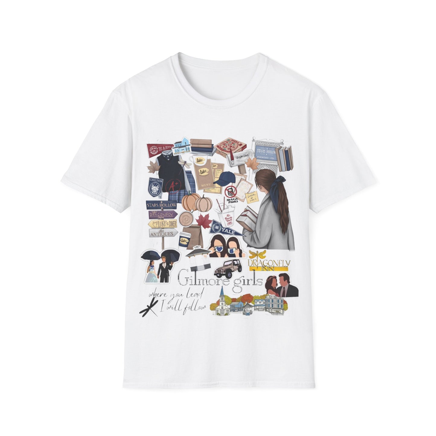 Gilmore Girls themed tshirt for women; Mother Daughter shirt; TV apparel; Fan club apparel; Dragonfly inn; Lukes Diner; Chilton; Yale