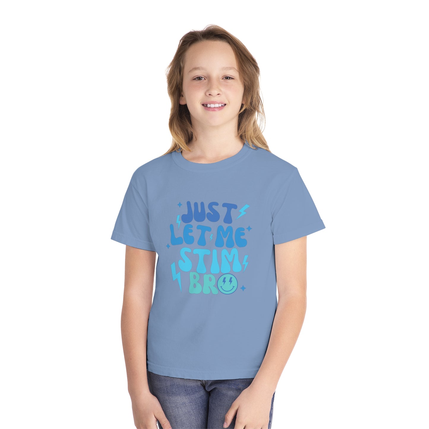 Just Let Me Stim - Autism Acceptance T-shirt - Smiley Face Shirt for Boys or Girls