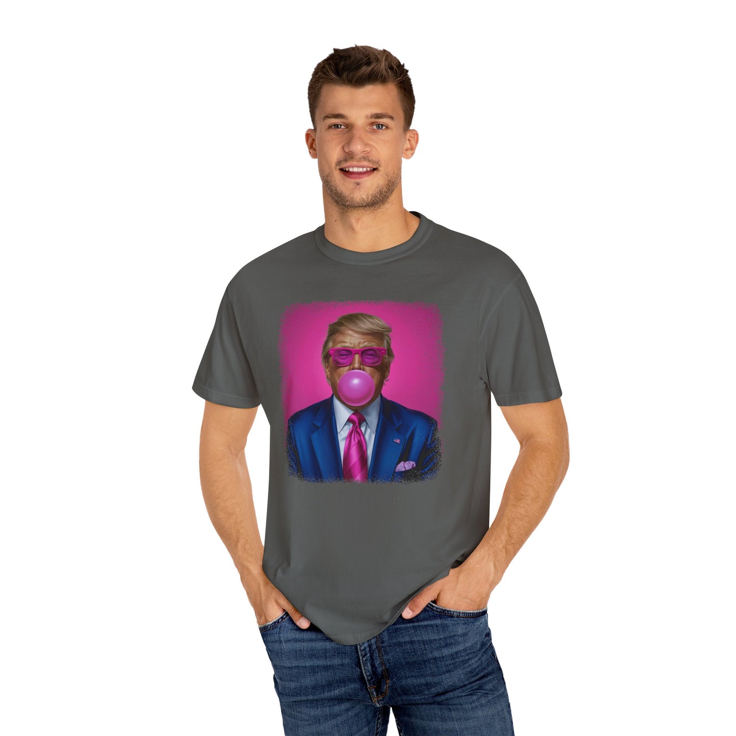 Bubblegum Bliss Comfort Tee - Cute Donald Trump Graphic - Womens Soft Comfort Color T-Shirt - MAGA