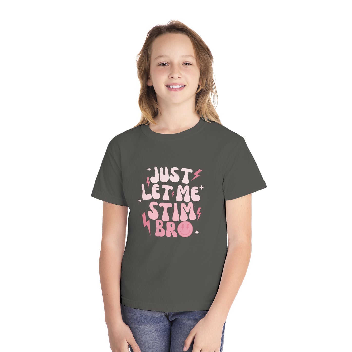 Just Let Me Stim - Autism Acceptance T-shirt - Smiley Face Shirt for Boys or Girls