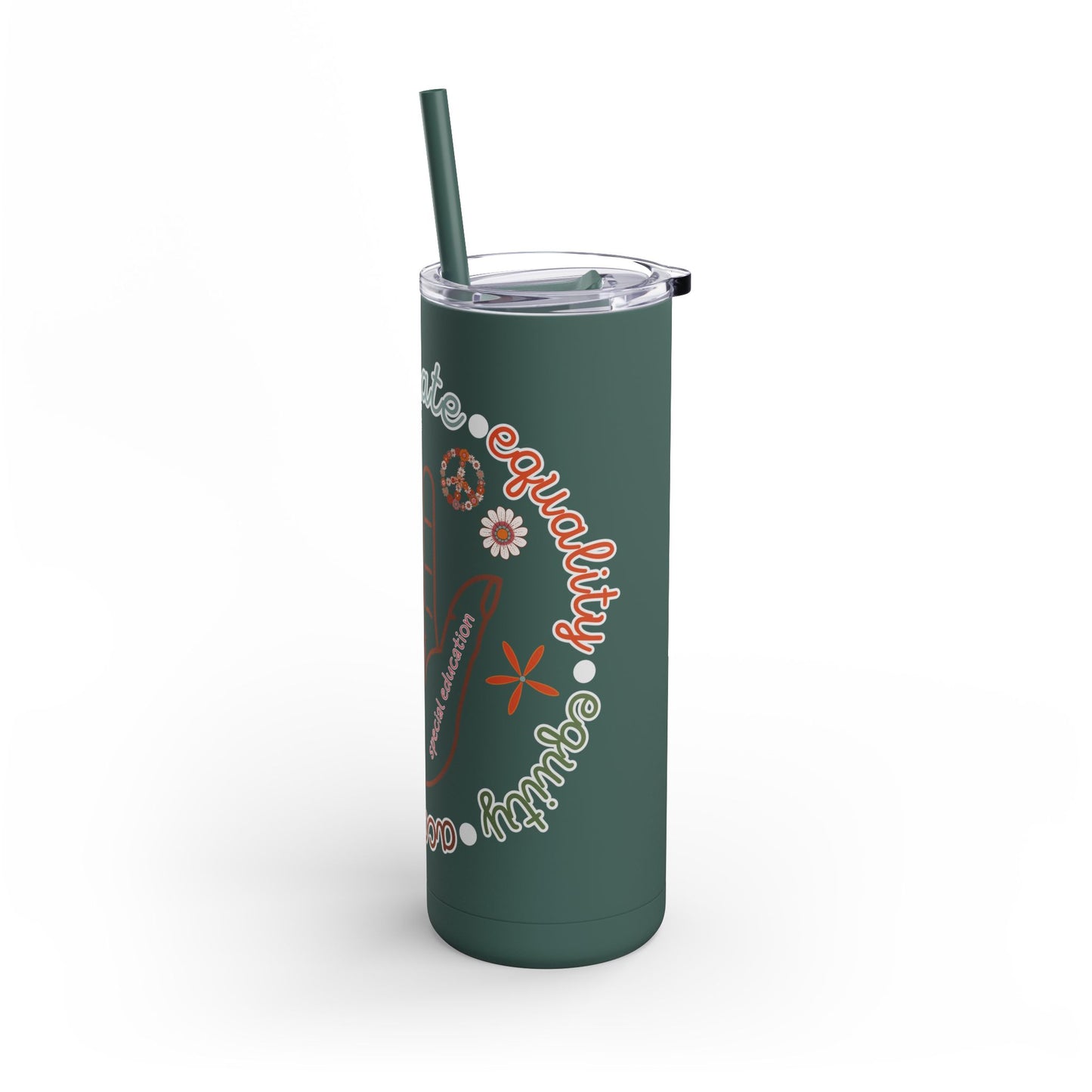 Autism Acceptance Advocate Skinny Matte Tumbler, 20oz- Special Education Teacher Tumbler with Straw
