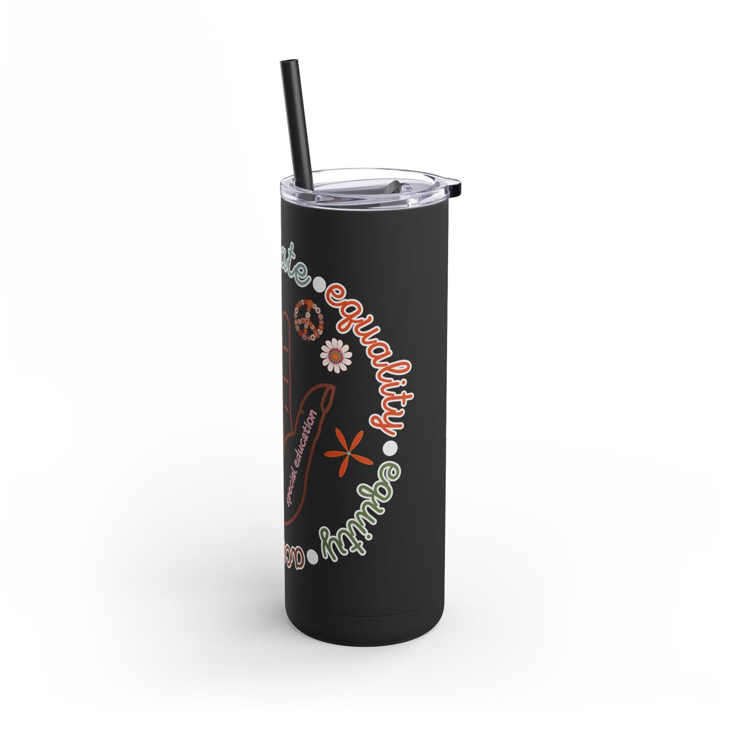 Autism Acceptance Advocate Skinny Matte Tumbler, 20oz- Special Education Teacher Tumbler with Straw