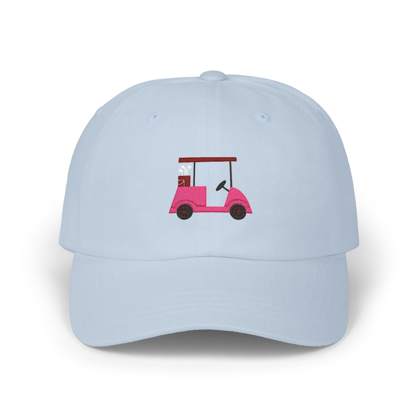 Embroidered Classic Dad Cap, Pink and Maroon Golf Cart Hat, Baseball Cap, Men Women Adjustable Cap, Golf Lover Gift, Cute Vintage Hat