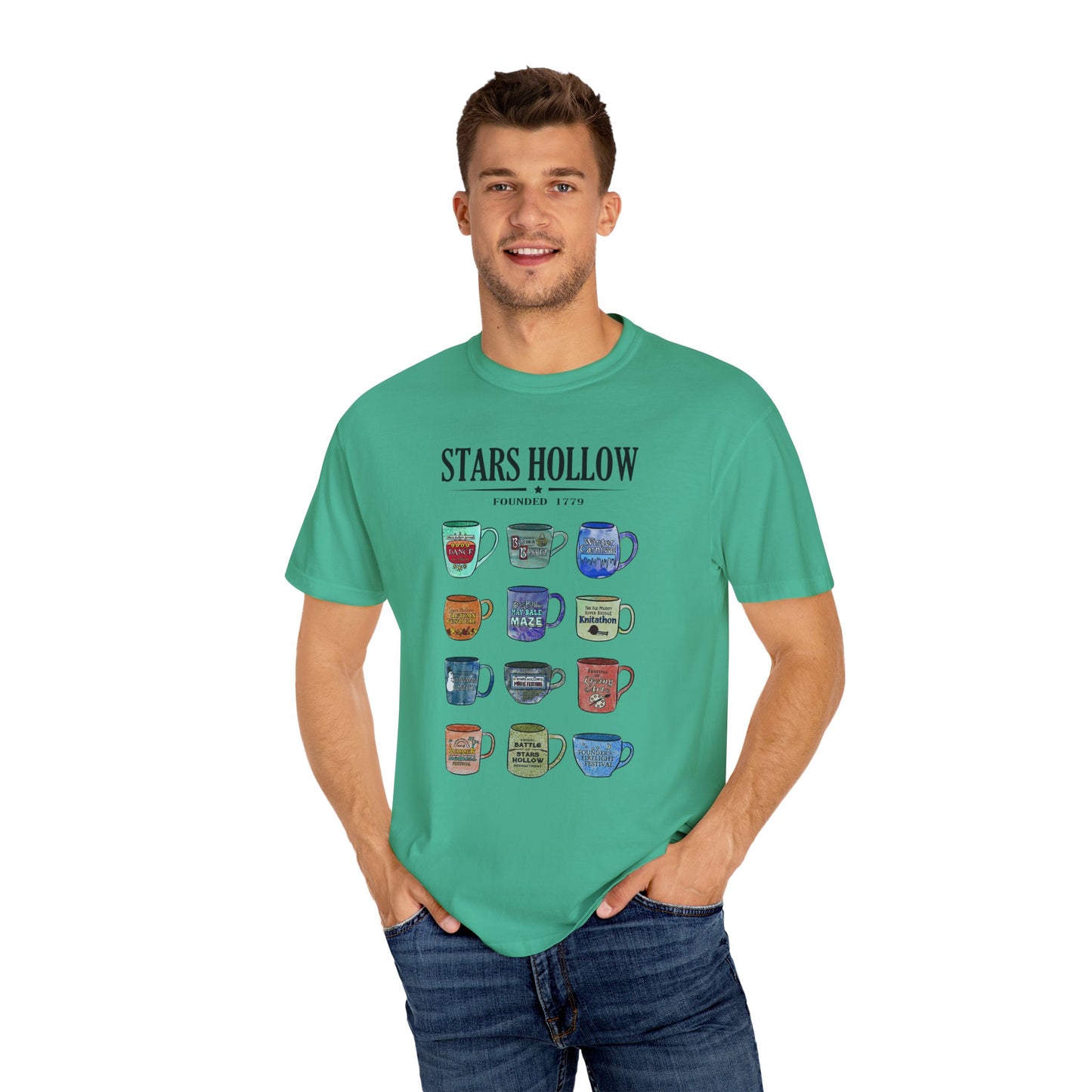 Gilmore Girls Inspired Stars Hollow Coffee Cup T-Shirt - Comfort Colors Tee - Cozy Fan Apparel