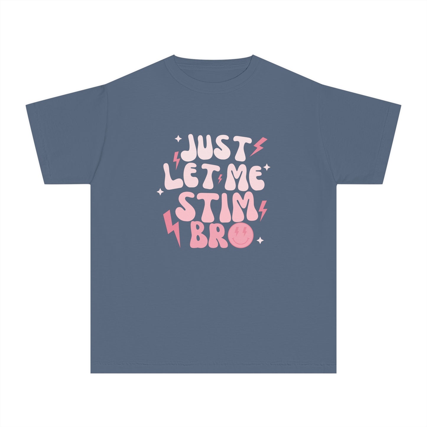 Just Let Me Stim - Autism Acceptance T-shirt - Smiley Face Shirt for Boys or Girls