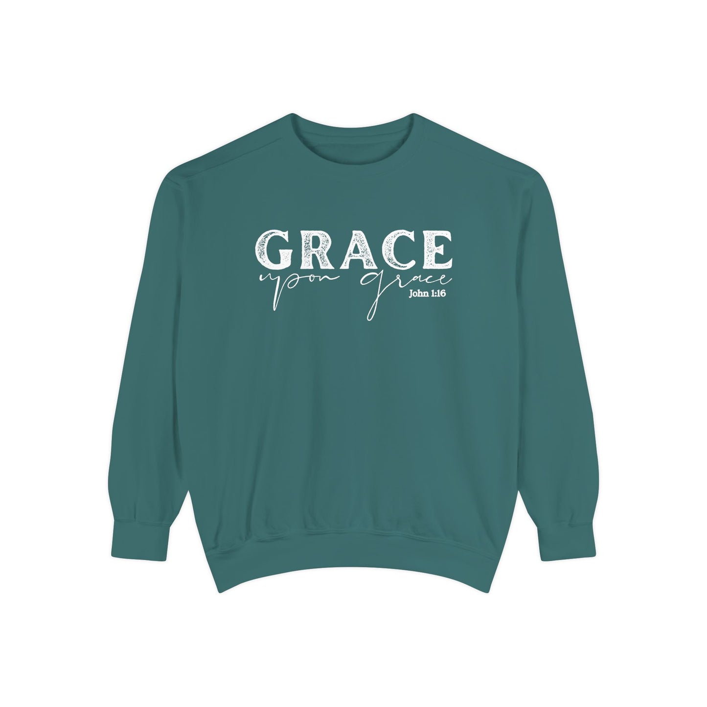 Grace Upon Grace Crewneck Sweatshirt - Crewneck Comfort Color Shirt - Bible Verse Shirt - Christian Women's Apparel