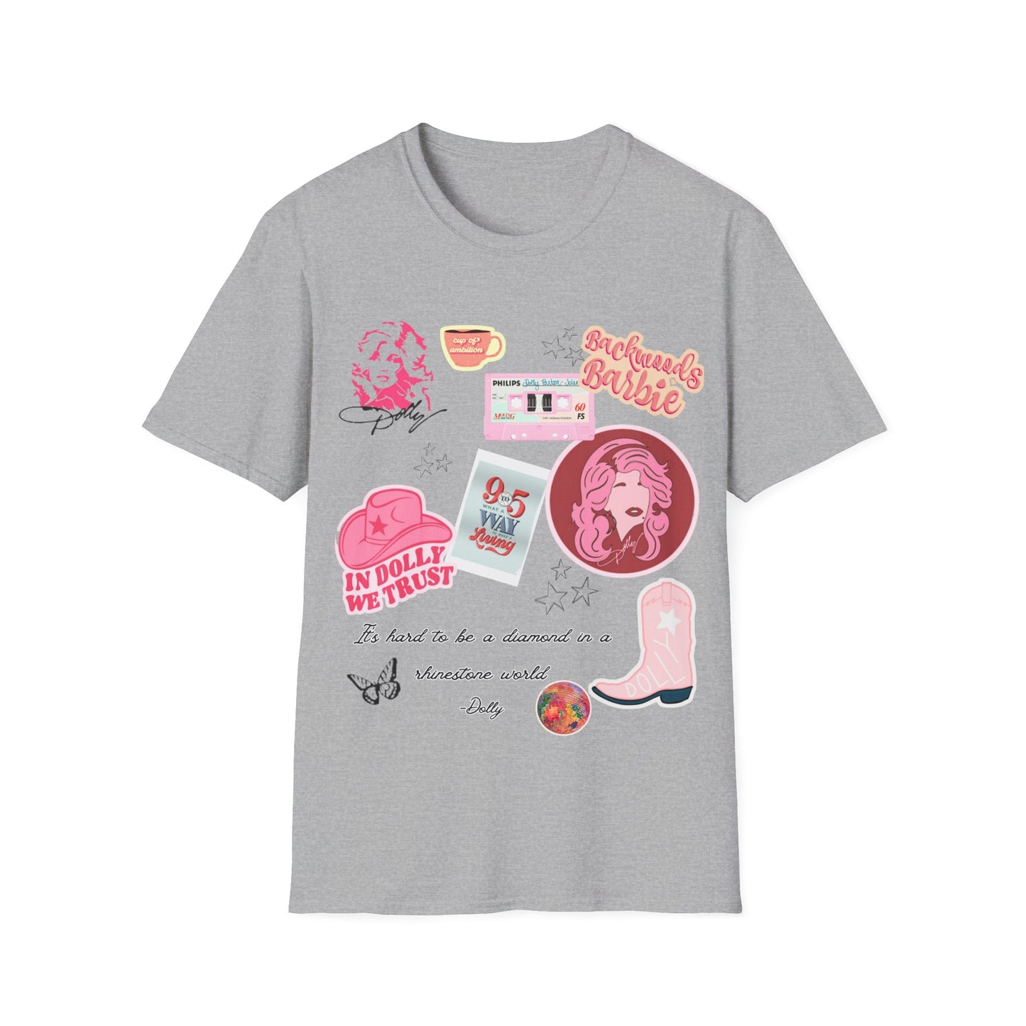 Dolly Parton Inspired tshirt for women or teens; Nine to Five; Cup of Ambition; In Dolly we Trust; Backwoods Barbie; Rhinestone world