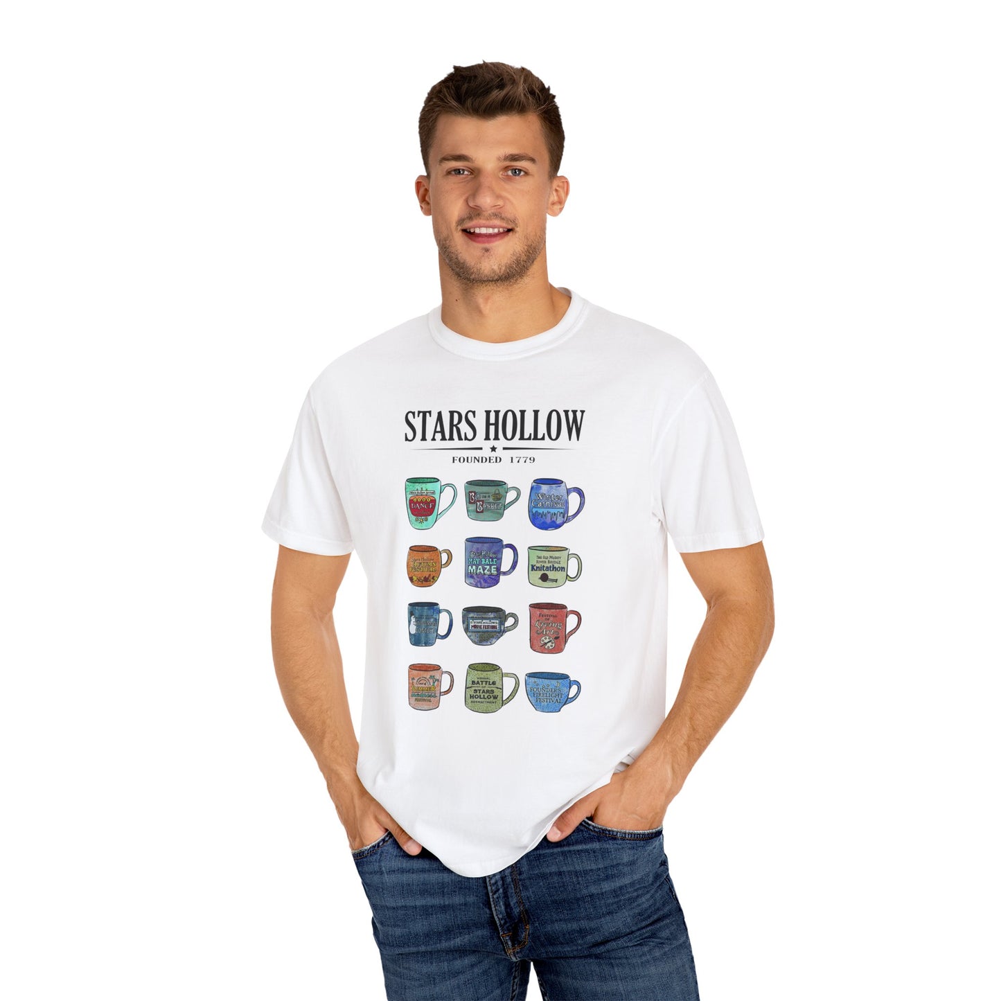 Gilmore Girls Inspired Stars Hollow Coffee Cup T-Shirt - Comfort Colors Tee - Cozy Fan Apparel
